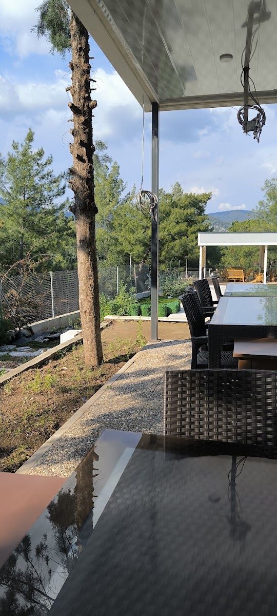 Armutalan Polis Evi'nin gölgelikli teras bölümü