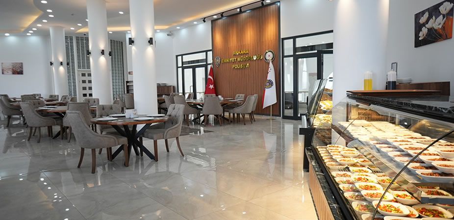 Gölbaşı Polis Evi restoranı ve yemek vitrini